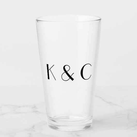 シンプルイニシャルの結婚 タンブラーグラス (正面)