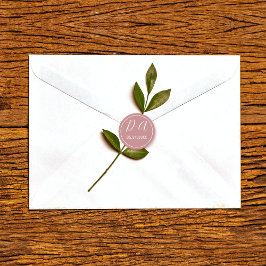 シンプルイニシャルエレガントほこりっぽいバラ結婚ズ ラウンドシール