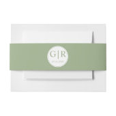 シンプルイニシャルエレガントセージ結婚グリーン 招待状ベリーバンド (正面例)