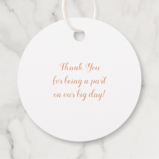 シンプルイニシャルエレガントピーチ結婚ズ フェイバータグ (裏面)