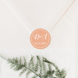 シンプルイニシャルエレガントピーチ結婚ズ ラウンドシール