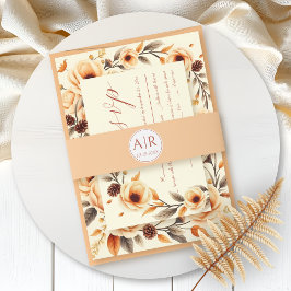 シンプルイニシャルエレガントピーチ結婚ズ 招待状ベリーバンド