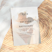 シンプルイニシャルエレガント書道の写真結婚の 招待状