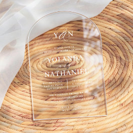 シンプルイニシャルエレガント書道アー結婚チ アクリル招待状