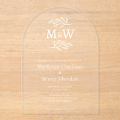 シンプルイニシャルカップルモノグラム結婚ミニマリスト アクリル招待状 (正面)