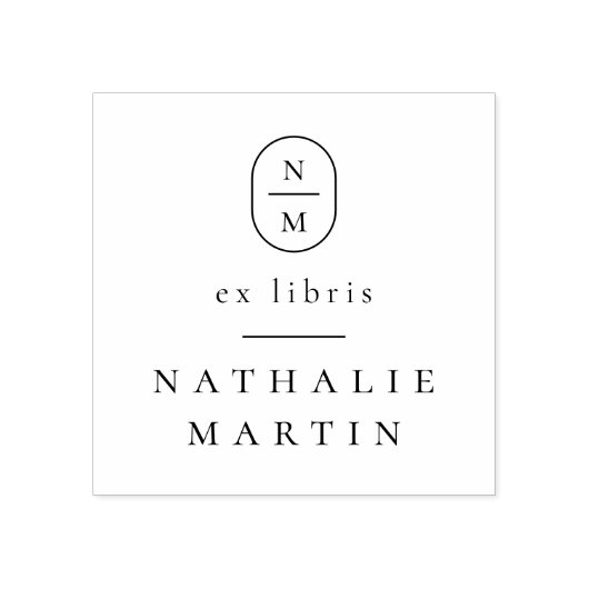 シンプルイニシャルスエレガント元Libris Monogramブック ラバースタンプ (インプリント)