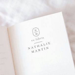 シンプルイニシャルスエレガント元Libris Monogramブック ラバースタンプ