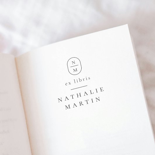 シンプルイニシャルスエレガント元Libris Monogramブック ラバースタンプ