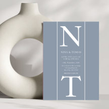 シンプルイニシャルダスティブルーモノグラム結婚