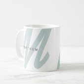 シンプルイニシャルモダンと名前Sage Green & White コーヒーマグカップ (正面左)