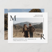 シンプルイニシャルモダンモノグラム（写真付） セーブザデート (正面/裏面)