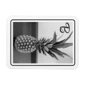 シンプルイニシャル付きパイナップルの独身の写真 マグネット (横)