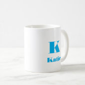 シンプルイニシャル名無地の文字Color sky blue コーヒーマグカップ (正面右)