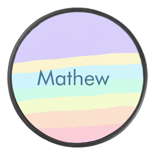 シンプルイニシャル文字モノグラムあなたの名前を追加する アイスホッケーパック (正面)