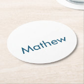シンプルイニシャル文字モノグラムあなたの名前を追加する ラウンドペーパーコースター (アングル)