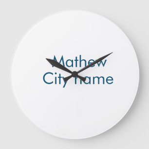 シンプルイニシャル文字モノグラムあなたの名前を追加する ラージ壁時計