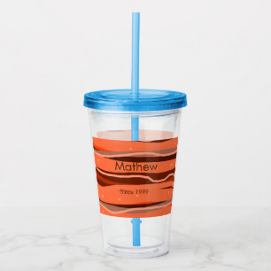 シンプルイニシャル文字モノグラム名前ブラウンアートを追加 アクリルタンブラー