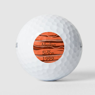 シンプルイニシャル文字モノグラム名前ブラウンアートを追加 ゴルフボール