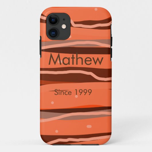 シンプルイニシャル文字モノグラム名前ブラウンアートを追加 Case-Mate iPhoneケース (裏面)