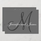 シンプルイニシャル結婚式招待状名グレー 招待状 (正面/裏面)