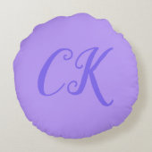 シンプルイニシャル – 紫グリッター付きモノグラム | ラウンドクッション (裏面)