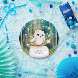 シンプルインザウッズフクロウ誕生日 ペーパープレート