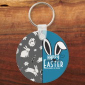 シンプルイースターバニーシンプルかわいい家族カスタム キーホルダー (正面)