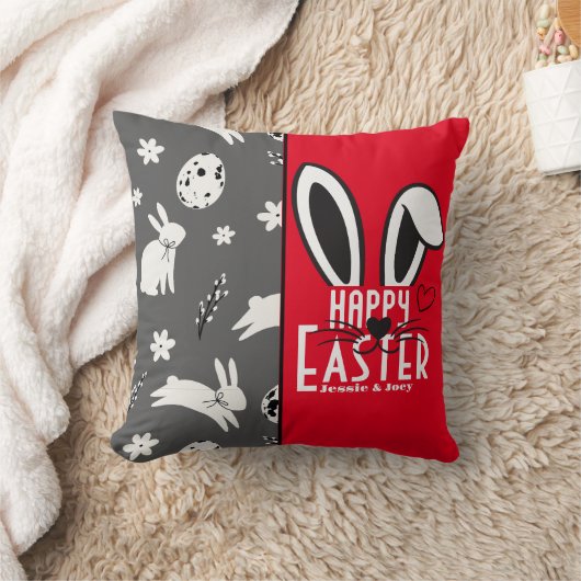 シンプルイースターバニーシンプルかわいい家族カスタム クッション (ブランケット)