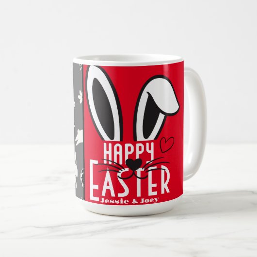 シンプルイースターバニーシンプルかわいい家族 コーヒーマグカップ (正面右)