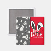 シンプルイースターバニーシンプルかわいい家族 マグネット (正面/裏面)