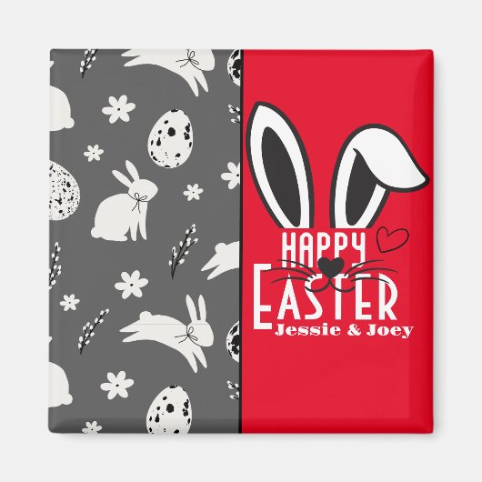 シンプルイースターバニーシンプルかわいい家族 マグネット (正面)