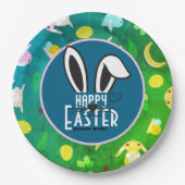 シンプルイースターバニー可愛いスタイリッシュ家族 ペーパープレート (正面)