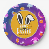 シンプルイースターバニー可愛いスタイリッシュ家族 ペーパープレート (正面)