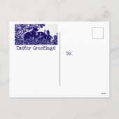 シンプルイースターラビットブルーホワイトウッドランドミニマル シーズンポストカード (裏面)