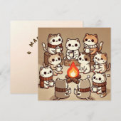 シンプルウィスカース キャンプファイヤー グリーティングカード (正面/裏面)