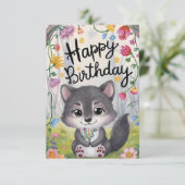 シンプルウィズウルフデジタル誕生日 カード (スタンド正面)