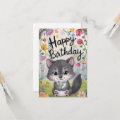 シンプルウィズウルフデジタル誕生日 カード (正面/裏面インサイチュ)