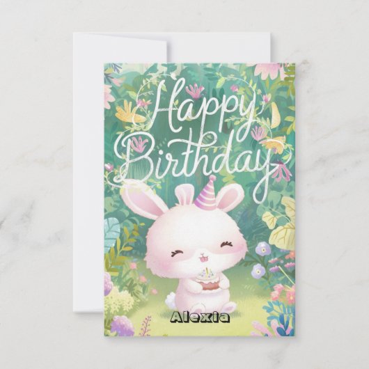 シンプルウィズバニーデジタル誕生日 カード (正面)