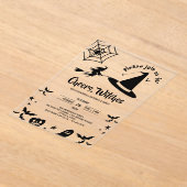 シンプルウィッチハット大人の衣装ハローウィンパーティ アクリル招待状 (レイダウン)