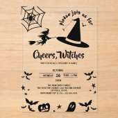 シンプルウィッチハット大人の衣装ハローウィンパーティ アクリル招待状 (正面)