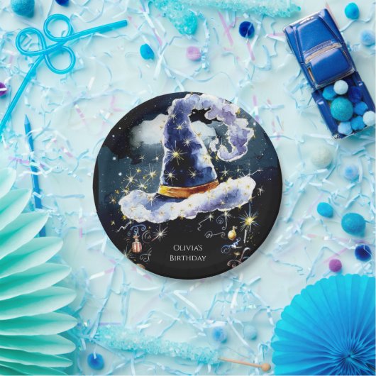 シンプルウィムシーカスタムウィザード誕生日 ペーパープレート (パーティー)