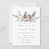 シンプルウィンターガーデンウッドランド結婚フローラ 招待状 (正面)