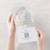 シンプルウェディングフォト ライトブルー オールインワン招待状 (貼ってはがせる)