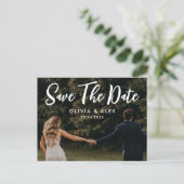 シンプルウェディング日付の写真を保存 ポストカード (スタンド正面)