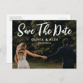 シンプルウェディング日付の写真を保存 ポストカード (正面/裏面)