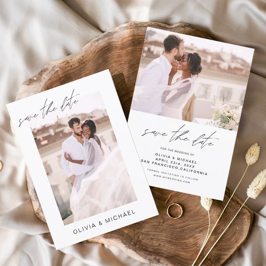 シンプルウェディング日付を保存フォトミニマリスト セーブザデート