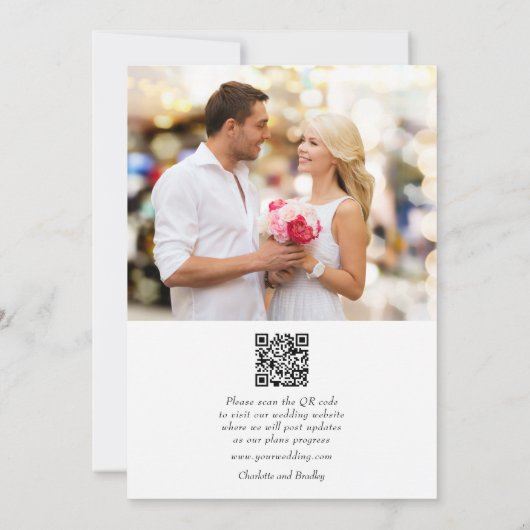 シンプルウェディング日付写真写真の保存 セーブザデート (裏面)