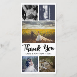 シンプルウェディング フォト5枚 ありがとう サンキューカード