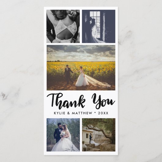 シンプルウェディング フォト5枚 ありがとう サンキューカード (正面)