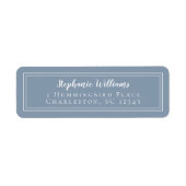 シンプルウェディングRSVPほこりっぽい青と白 ラベル (正面)